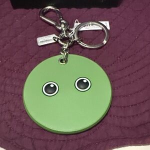 Coach Leather Goggly Green Eye Keychain or Bag Charm